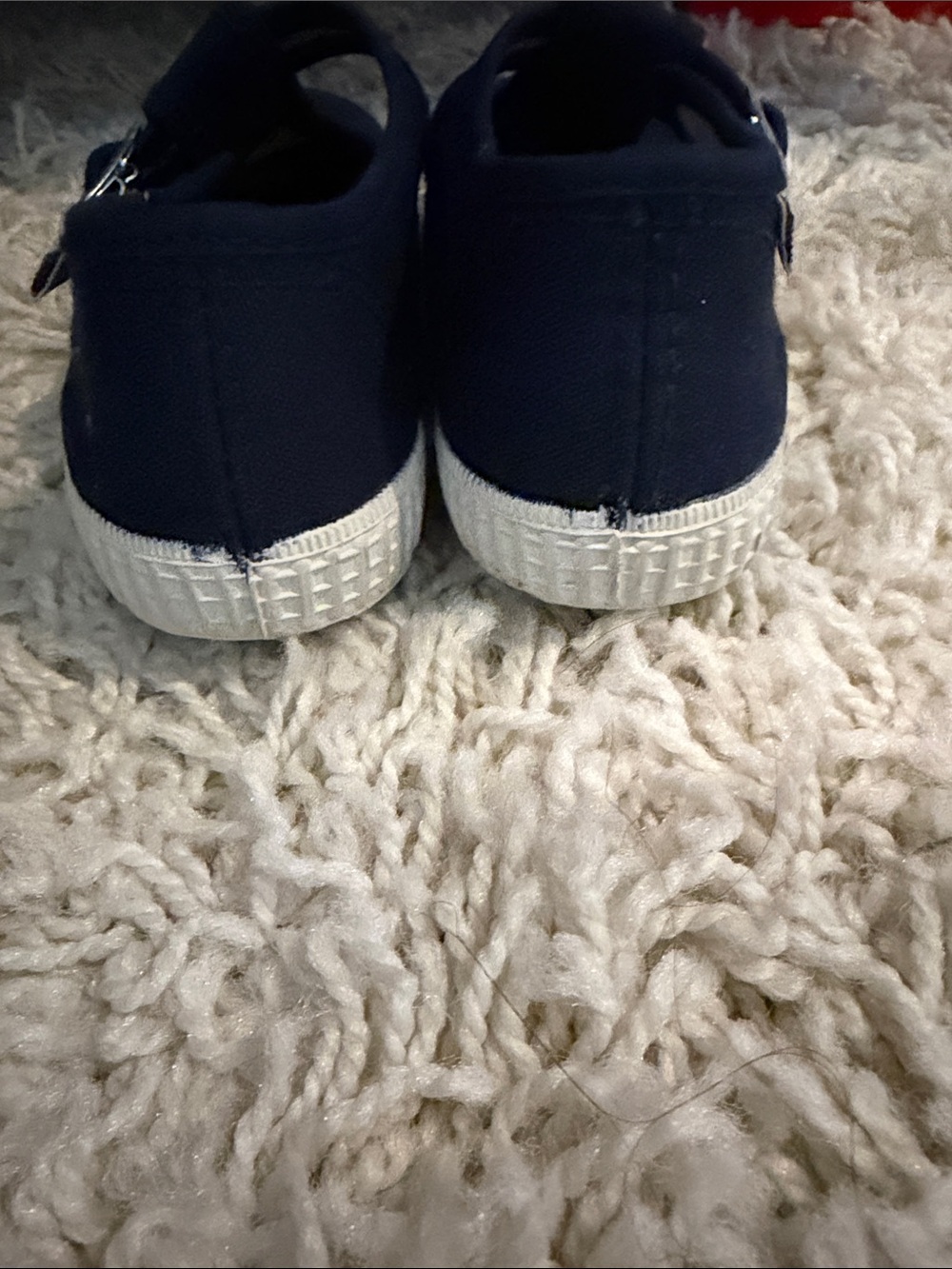 Classic Navy Canvas T-Strap Kids Dress Shoes - Picture 5 of 5
